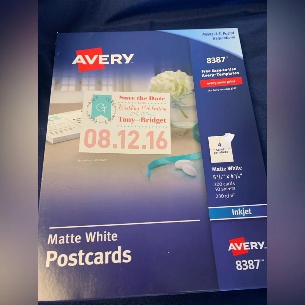 NIB Avery Postcards. 5 1/2”x 4 1/4” 200 cards/50 sheets